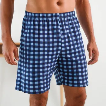 Pánské kraťasy Pyžamové šortky s kostkovaným potiskem modrá/nám.modrá 72/74