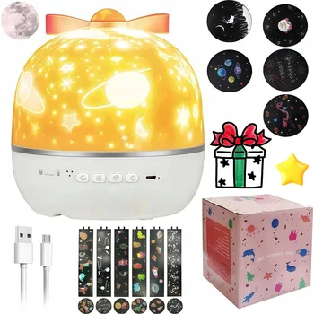 Noční světlo PROJEKTOR HVĚZD A GALAXIÍ DO POKOJE S OTOČENÍM 360° NABÍJECÍ