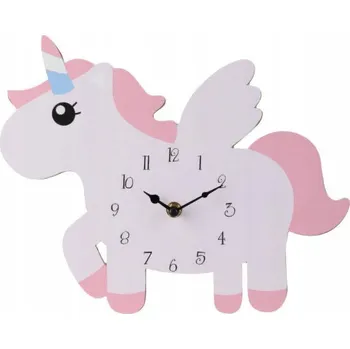 Hodiny Nástěnné hodiny pro děti Jednorožec MDF růžové 30 x 24 cm