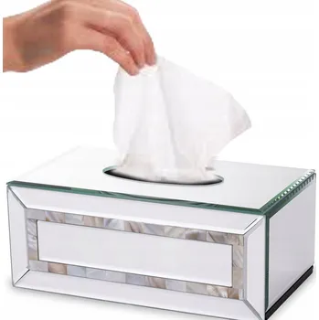 Zásobník na papírové ručníky Krabička Na Ubrousky krabička zásobník na perleťové ubrousky stříbrný skleněný