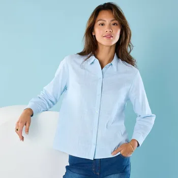 Dámská košile Bavlněná košile pro menší postavu nebeská modrá 34