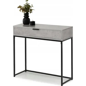 Konferenční stolek Nástěnná KONZOLOVÝ STOLEK do obýváku se zásuvkou NORA M beton, černé kovové nohy