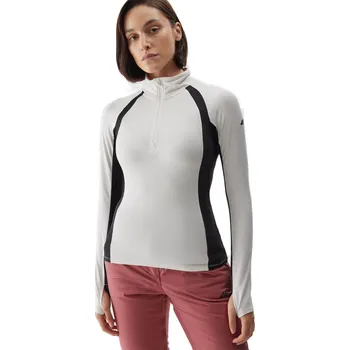 Pánská mikina Dámská zateplená lyžařská mikina s 1/2 zipem 4F-BRUSHED UNDERWEAR-AW23UBRUF042-11S-OFF WHITE Bílá XL