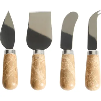 Kave Home Sada čtyř nožů na sýr Adoma s mramorovou rukojetí