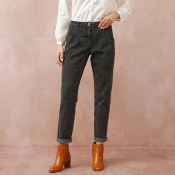 Dámské džíny Džíny mom s vysokým pasem sepraná černá 42