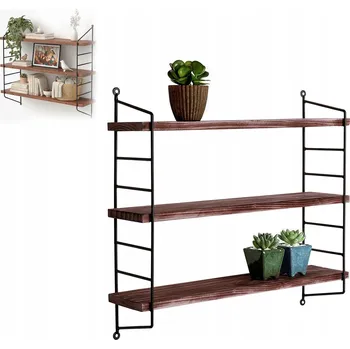 police KOVOVÁ ČERNÁ POLICE NA ZEĎ LOFT ZÁVĚSNÁ 3úrovňová