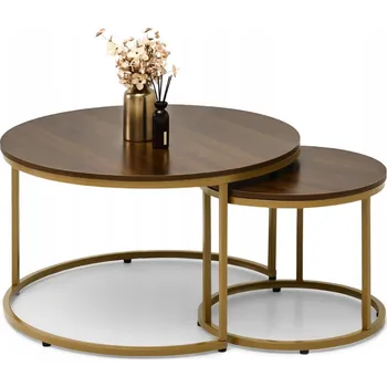 Konferenční stolek Konferenční stolek Mebel-Partner kulatý 80 x 80 x 48,5 cm ořech, zlatý
