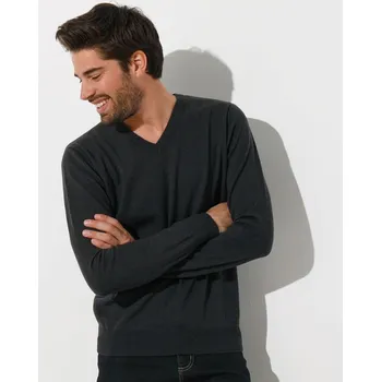Pánský svetr Pulovr s výstřihem do V, 100% akryl antracitová 97/106 (L)