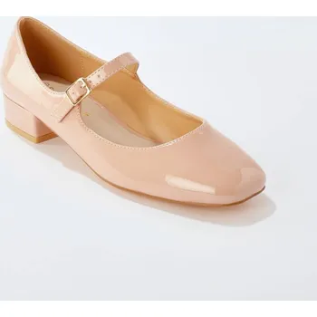 Lakované polobotky na podpatku tělová 39