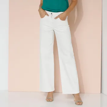 Dámské kalhoty Široké plátěné kalhoty s 5 kapsami režná 42