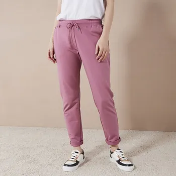 Dámské kalhoty Kalhoty moltonové s pružným pasem růžové dřevo 38/40