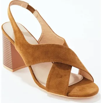 Dámské sandále Sandály s překříženými pásky, na podpatku béžová 39