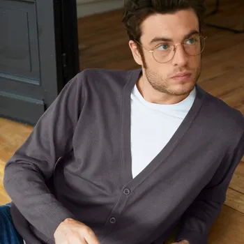 Pánský svetr Propínací svetr antracitová 107/116 (XL)