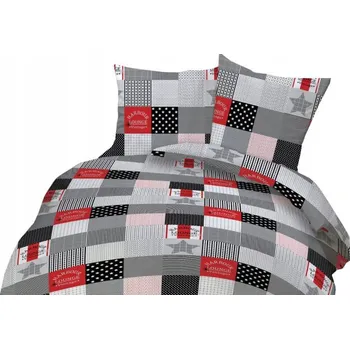 Povlečení Krepové povlečení 160x200 kostkované šedo-červené - Vysoká kvalita