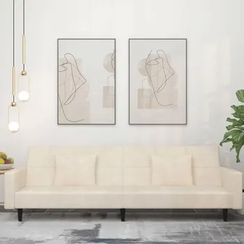 Pohovka Pohovka VidaXL 220 x 85 cm samet (100% polyester) béžová