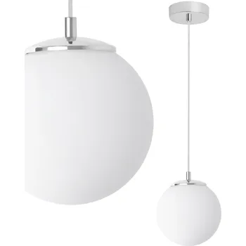 ZÁVĚSNÁ LAMPA STROPNÍ LUSTR STŘÍBRNÝ CHROM BÍLÁ KOULE DO KOUPELNY KUCHYNĚ