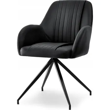 Jídelní židle ŽIDLE POLOKŘESLO S OTOČNÝM SEDÁKEM CHIARA KOŽENÁ ČERNÁ