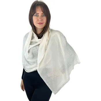 Šátek Dámský šátek 90 x 175 cm Jemný vzor 23-10 - krémový