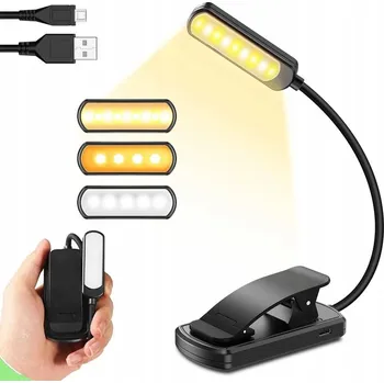 Lampička Černá LED stolní lampička s klipem, akumulátorová/síťová