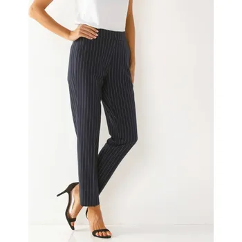 Dámské kalhoty Pruhované 7/8 úzké kalhoty nám.modrá 48
