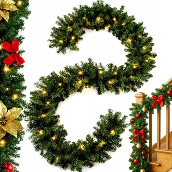 Vánoční dekorace Vánoční girlanda na stromeček, řetěz 500 cm, umělá, s LED světýlky 5 m