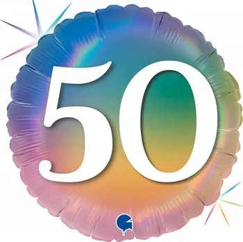 Balónek Fóliový balónek Číslo 50 k narozeninám Duhový (rainbow)