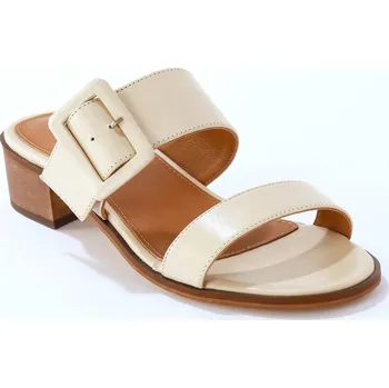 Dámské pantofle Kožené pantofle na podpatku krémová 41