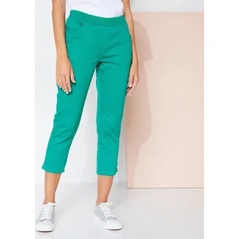 Dámské kalhoty Pohodlné 3/4 kalhoty s pružným pasem zelená 40