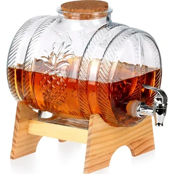 Sklenice Skleněný sud sklenice soudek dávkovač demižon na alkohol s kohoutkem 5L