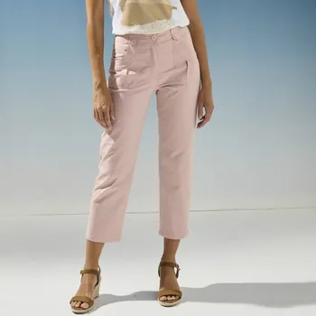 Dámské kalhoty Strečové 7/8 kalhoty růžová pudrová 48