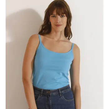 Top s úzkými ramínky z bio bavlny světle modrá 50