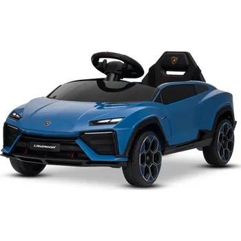 Dětské elektrovozidlo Beneo Lamborghini Lanzador 12V elektromobil s pohonem zadních kol a řidičským průkazem (jednomístný), modrý, lithiová baterie, LED světla, široké sedadlo, 2,4GHz dálkové ovládání, MP3 přehrávač se vstupem USB/AUX a Bluetooth