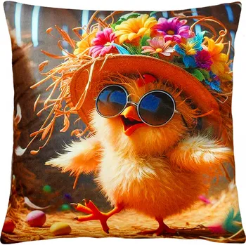 Polštář Velikonoční polštář VESELÉ KUŘÁTKO 40x40 cm Mybesthome Varianta: Povlak na polštář s výplní, 40x40 cm