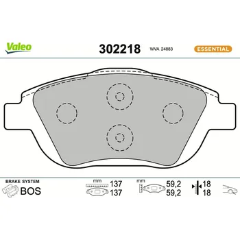 Brzdová destička Sada brzdových destiček, kotoučová brzda VALEO 302218