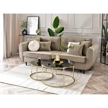 Konferenční stolek Konferenční stolek Mebel-Partner kulatý mramorový černý 80 x 80 x 42,5 cm