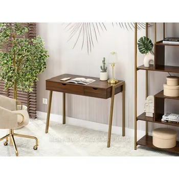 Psací stůl Obdélníkový psací stůl Mebel-Partner 100 x 45 x 75 cm ořech, zlatý