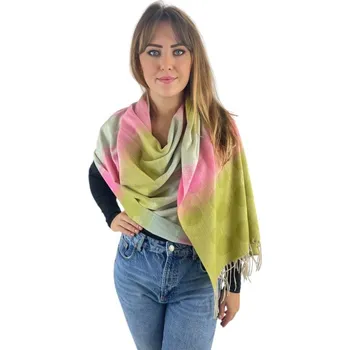 Šátek Šál Pašmína Kolečka - zeleno-růžový