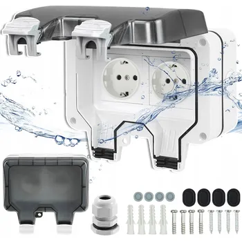 Elektrická zásuvka PODWÓJNE GNIAZDO ZEWNĘTRZNE ELEKTRICKÁ ZAHRADNÍ VODOTĚSNÁ 230V IP66