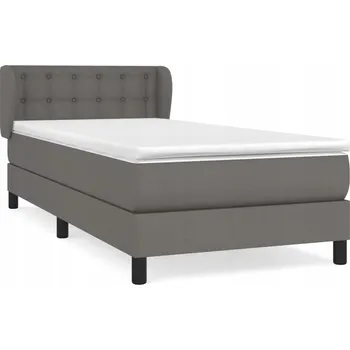 Postel Kontinentální postel šedá 203 x 103 x 78/88 cm s matrací 100 x 200 x 20 cm