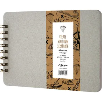 D.A. Album kroužkové Scrapbook Adventure kraft (300g/m2, 12 listů) A5
