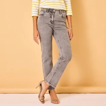 Dámské džíny Rovné džíny s 5 kapsami šedá 44