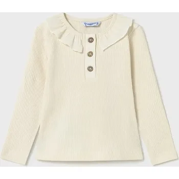 Dívčí tričko Dětské bavlněné tričko s dlouhým rukávem Mayoral 2112.4K.Baby.9BYA béžová 01X, vel. 98