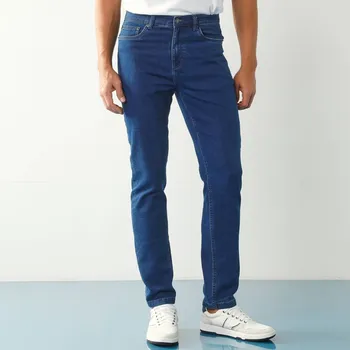 Dámské džíny Rovné džíny s 5 kapsami ze strečového denimu pro postavu méně než 170 cm modrá 50