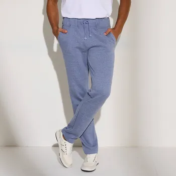 Dámské kalhoty Rovné moltonové kalhoty modrá džínová 48/50