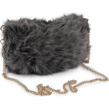 Kabelka Kožešinová kabelka s kovovým řetízkem 24x19 cm - 8 šedá