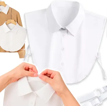 Dámská košile Falešný dámský bílý límec košile s knoflíky - bílý špičatý límeček