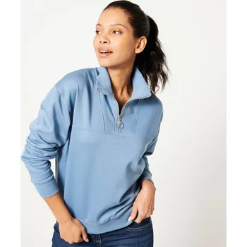 Dámská mikina Moltonová mikina se stojáčkem na zip modrá džínová 34/36