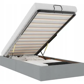 Postel Rám postele otoman světle šedý 193 x 90 x 23,5 cm s úložným prostorem