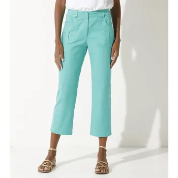 Dámské kalhoty Rovné strečové 7/8 kalhoty mátová 40