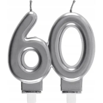 Dortová svíčka Svíčky na dort STŘÍBRNÉ k narozeninám 60. NAROZENINY